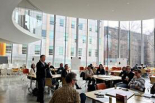 People in an office at a meeting 