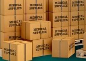 Delivery boxes marked "Medical Supplies" 