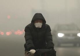 China Pollution Person riding bike