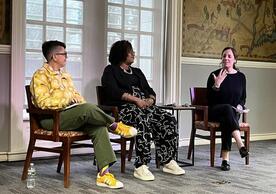 Sci X Sci-Fi Panelists in discussion at the New Haven Free Public Library